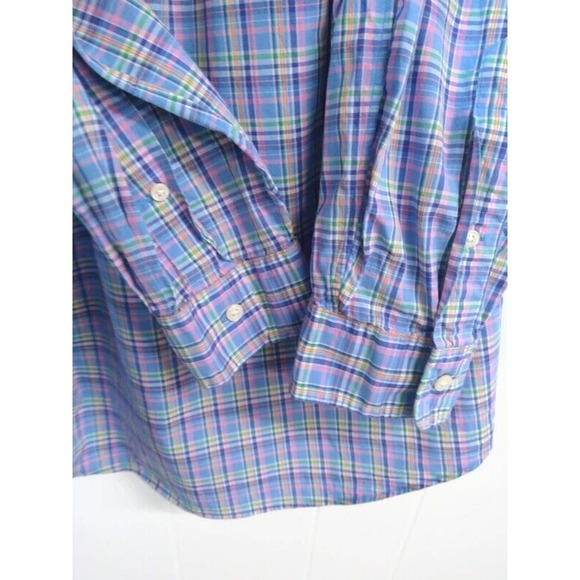 Ralph Lauren Mens L Shirt Plaid Multicolor Long Sleeve Pink Logo Custom Fit - Picture 5 of 5